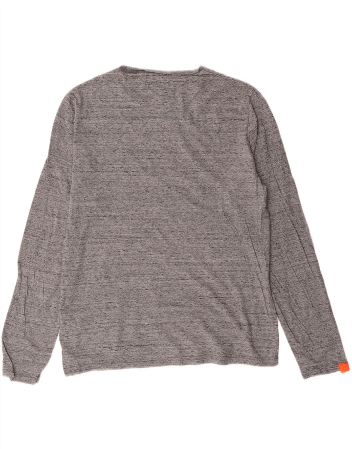 Superdry Hombre Top De Manga Larga De Algodón Moteado Gris Medio