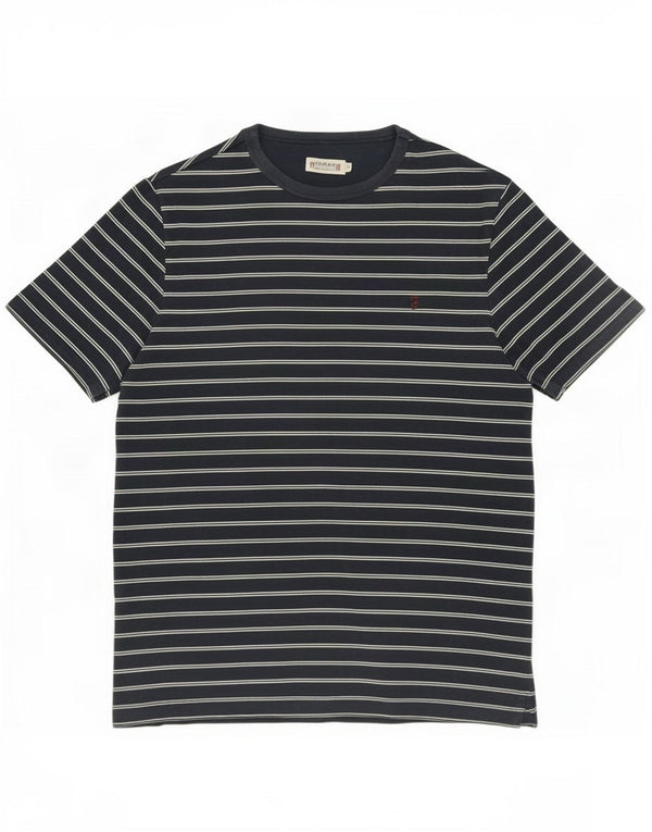 Farah Hombre Camiseta Top Small Azul Marino Rayas Algodón