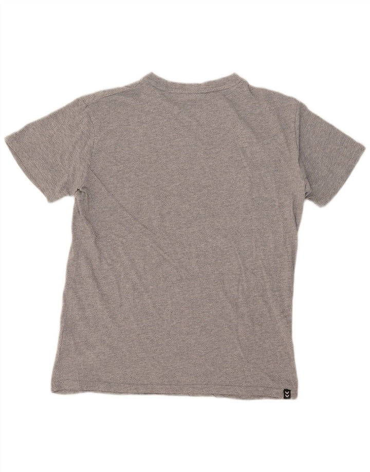 Hummel Camiseta gráfica para hombre Top de algodón moteado gris medio