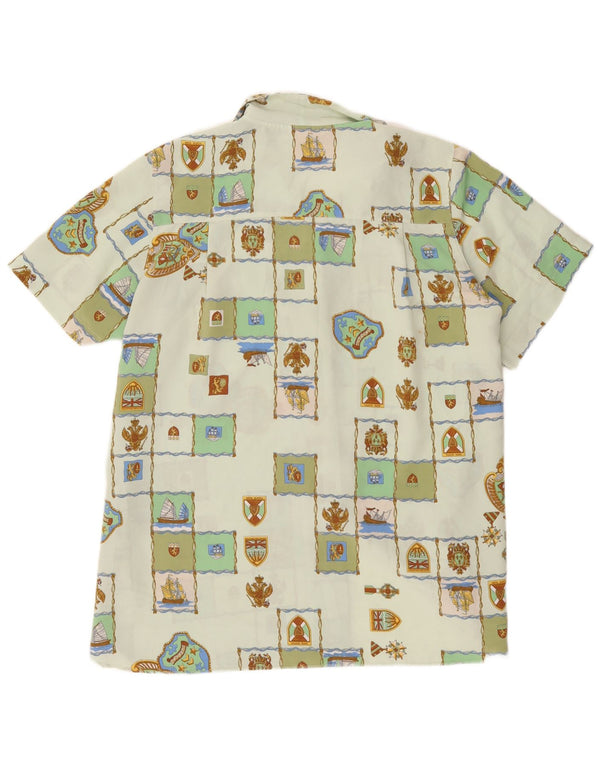 Vintage mujer camisa de manga corta blusa Reino Unido 20 2XL verde geométrico