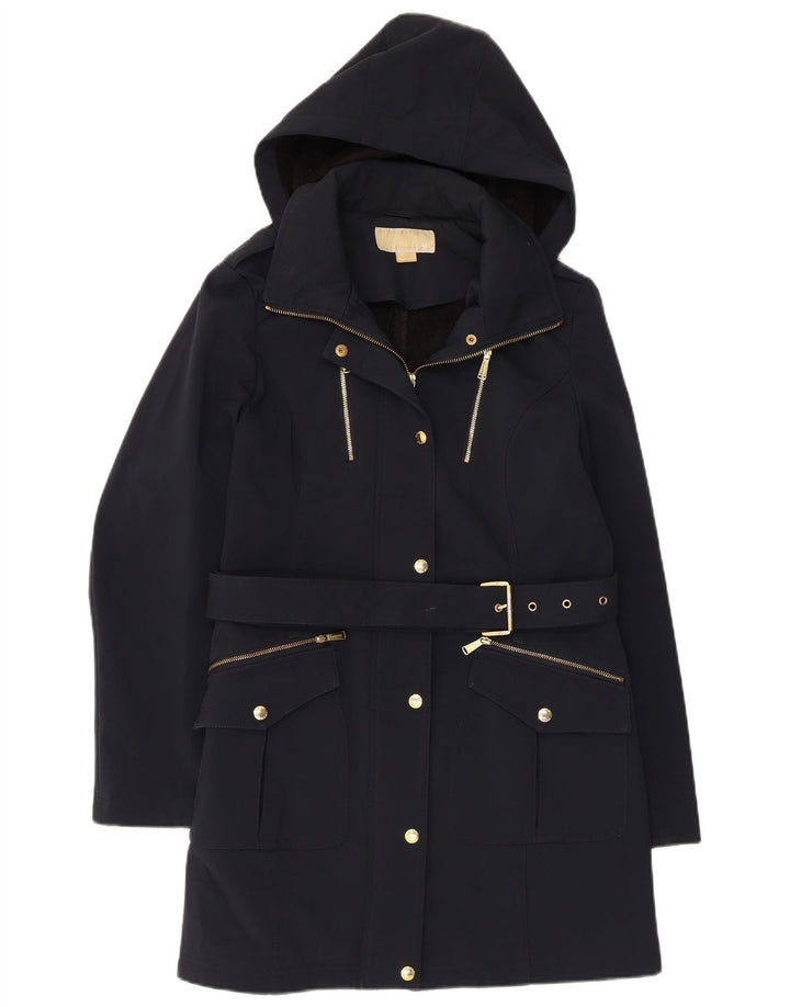 Michael Kors Gabardina con capucha para mujer UK 14 Poliéster azul marino mediano