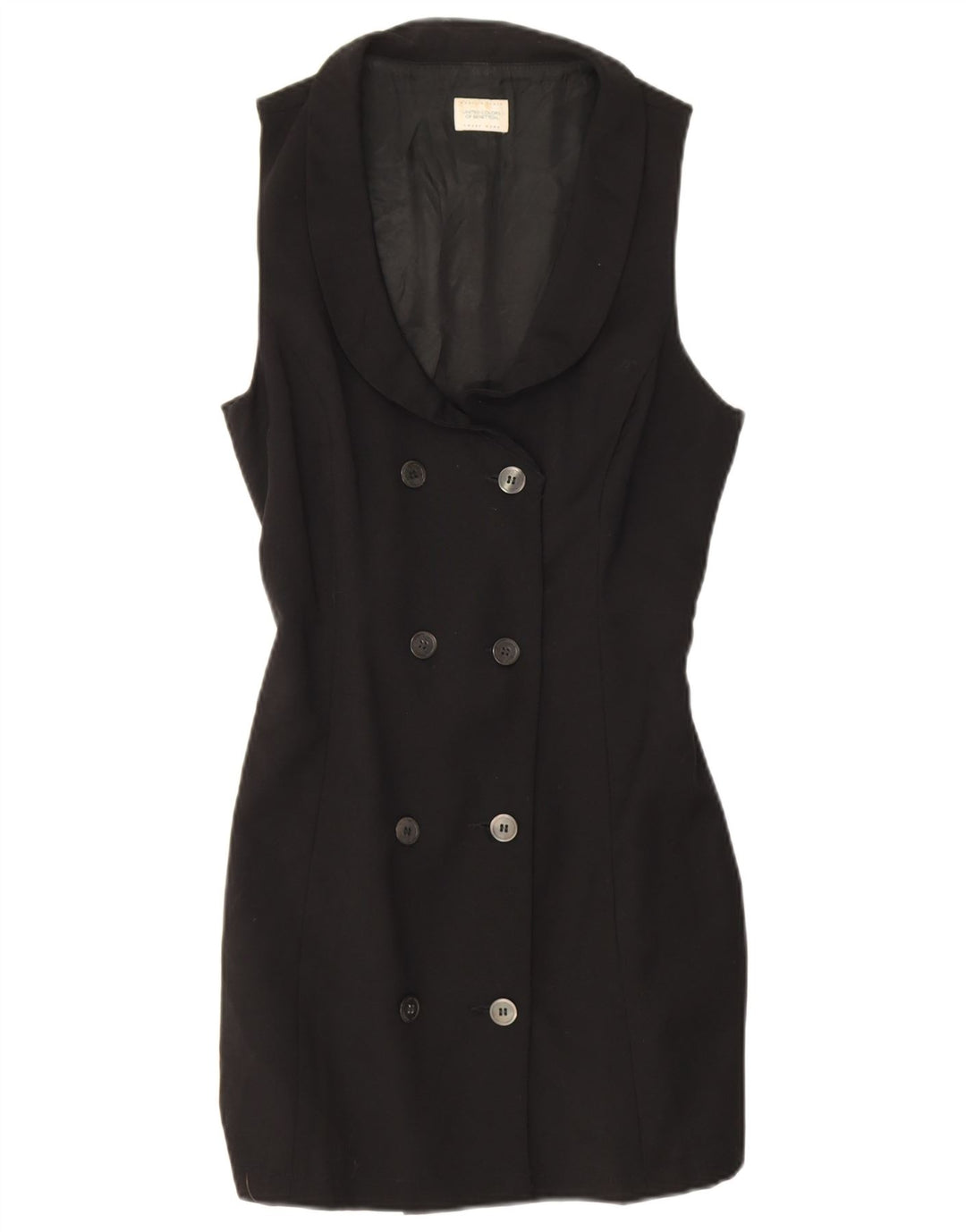Benetton Chaqueta Americana Larga Sin Mangas IT 44 Medium Black