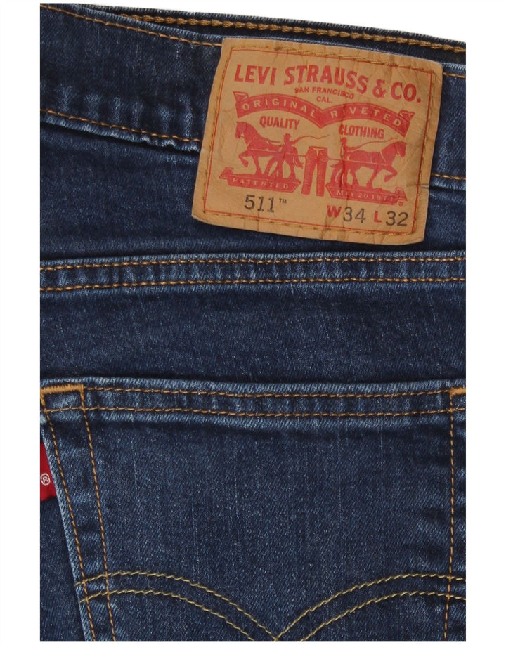 Levi's Hombre 511 Slim Jeans W34 L32 Algodón Azul Marino
