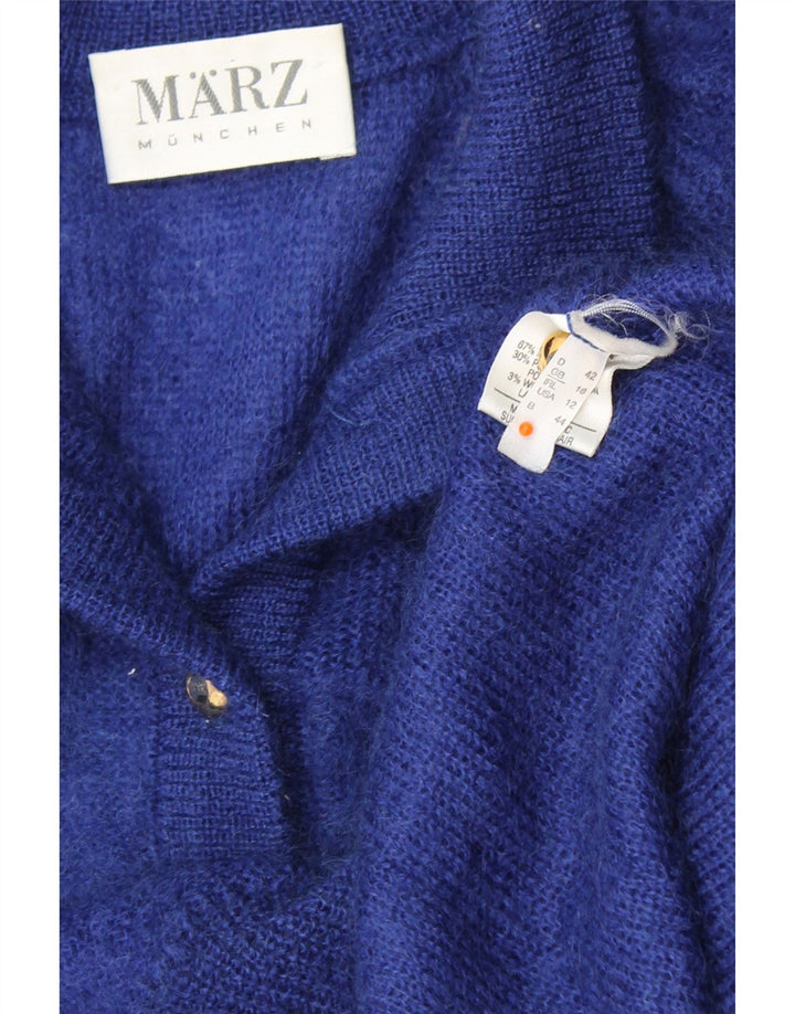 MARZ Womens Button Neck Jumper Sweater UK 16 Large Blue Mohair Vintage Marz and Second-Hand Marz from Messina Hembry 