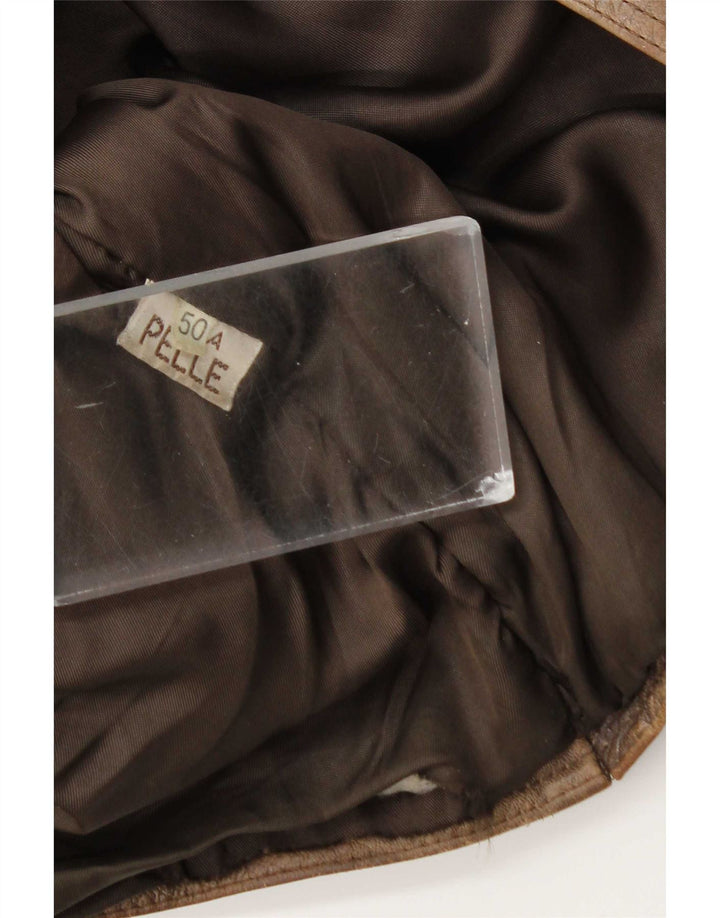 Chaqueta de cuero vintage para hombre IT 50 cuero marrón grande
