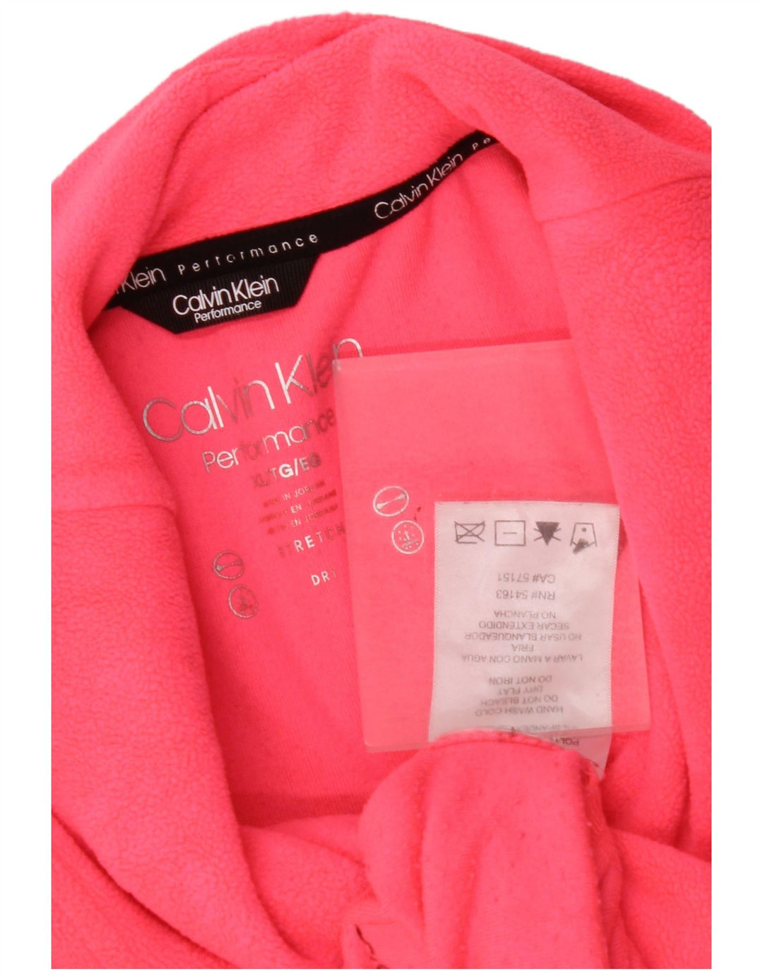 CALVIN KLEIN Jersey de forro polar con gráfico de rendimiento para mujer UK 40 XL Rosa