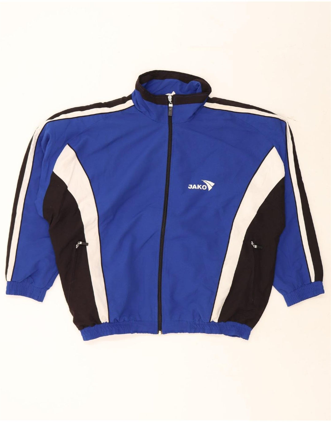 JAKO Mens Loose Fit Tracksuit Top Jacket Medium Blue Colourblock Polyester Vintage Jako and Second-Hand Jako from Messina Hembry 
