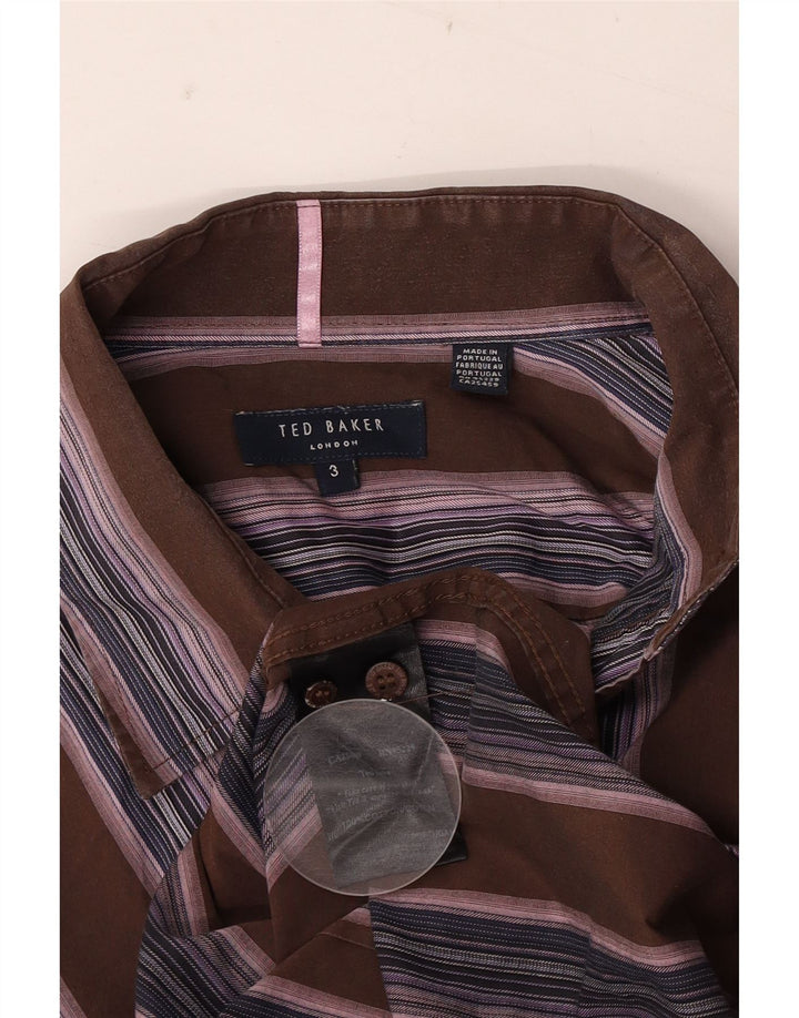 Ted Baker Camisa para hombre Talla 3 Algodón a rayas marrón medio