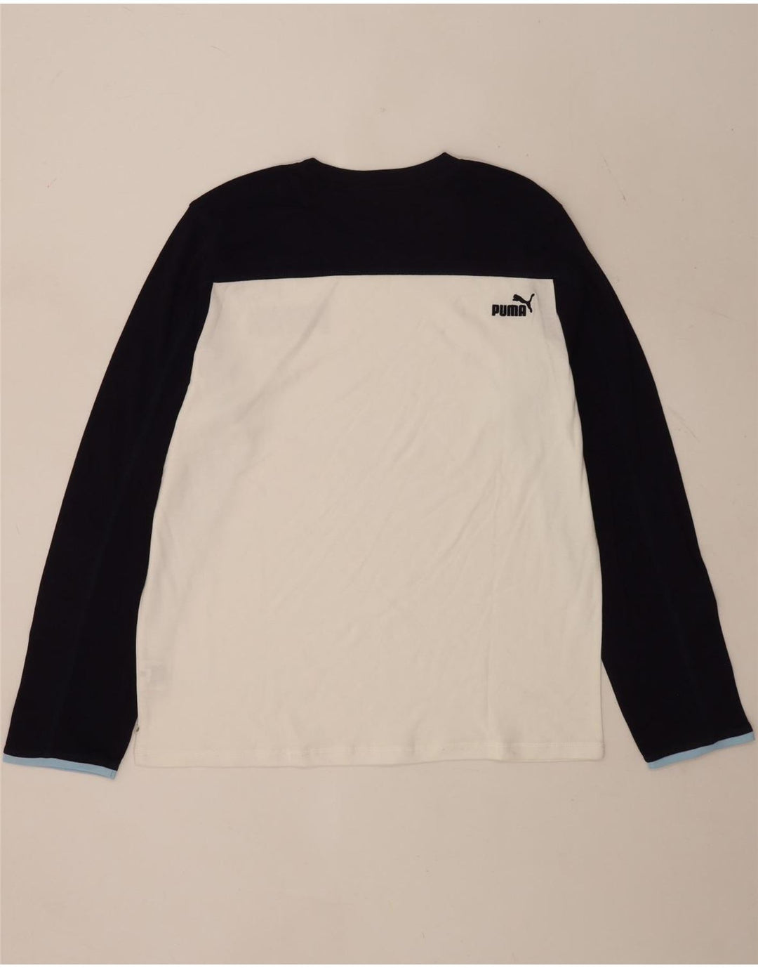 Puma Camiseta gráfica de manga larga para hombre XL Algodón blanco con bloques de color