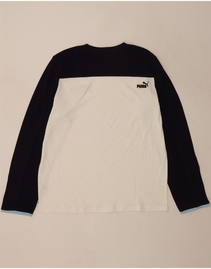 Puma Camiseta gráfica de manga larga para hombre XL Algodón blanco con bloques de color