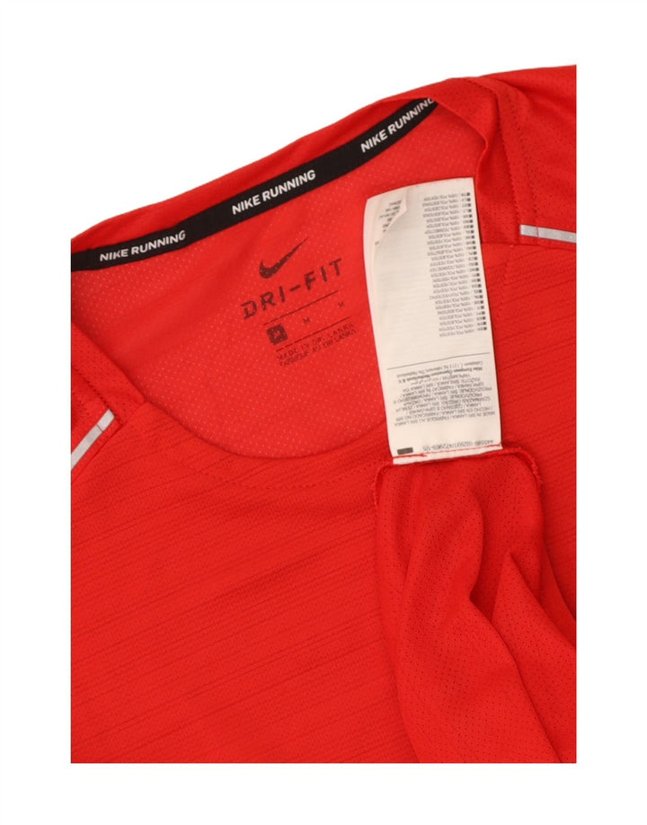 Camiseta Nike Dri Fit para hombre Top poliéster a rayas rojas medianas