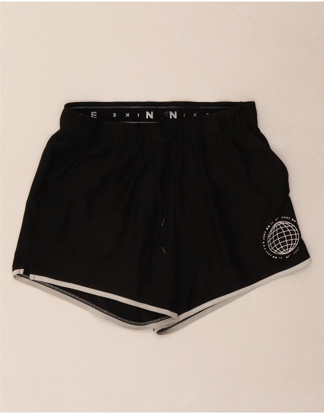 Nike Pantalones cortos deportivos gráficos para mujer UK 8 Small Poliéster negro