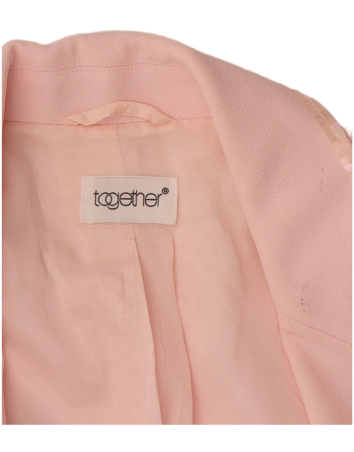 TOGETHER Chaqueta tipo blazer de 1 botón para mujer UK 40 Poliéster rosa medio