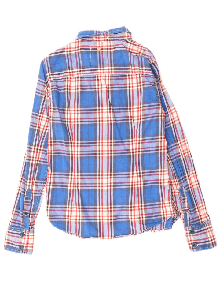 SUPERDRY Camisa de franela para mujer UK 40 Algodón a cuadros azul mediano