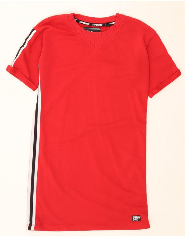 Superdry Vestido estilo camiseta para mujer UK 6 XS Algodón color block rojo
