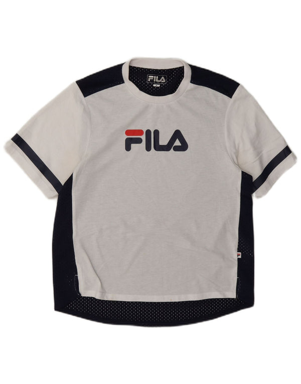 Fila Camiseta gráfica para mujer Top UK 44 Medio Blanco Colorblock Poliéster