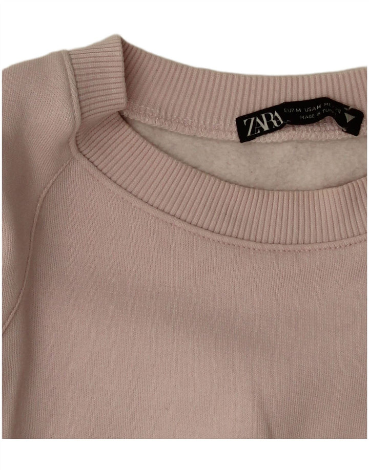 Zara Mujer Crop Sudadera Extragrande Jersey UK 44 Algodón Rosa Medio