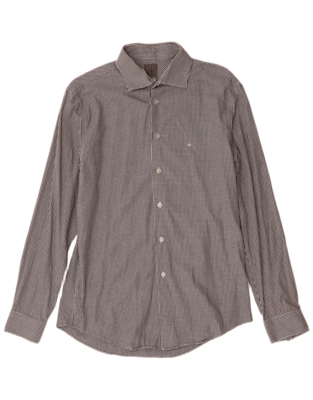Calvin Klein Camisa Slim Fit para hombre Talla 39 15 1/2 Pata de gallo gris medio