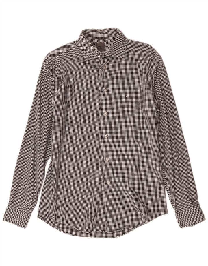 Calvin Klein Camisa Slim Fit para hombre Talla 39 15 1/2 Pata de gallo gris medio