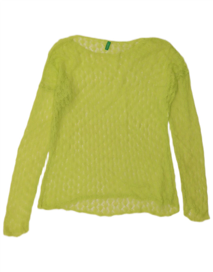 Benetton Mujer Top Transparente Manga Larga ES 46 Grande Verde