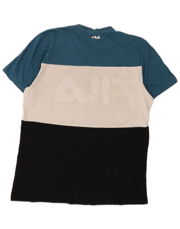 Fila Camiseta gráfica para hombre Top grande de algodón con bloques de color multicolor