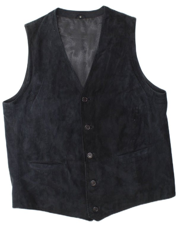 Banjara Chaleco de ante para hombre IT 56 XL Cuero azul marino