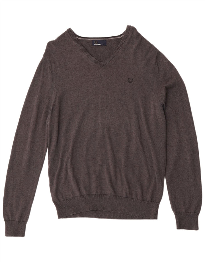 Fred Perry Jersey Con Cuello En V Para Hombre De Lana Merino Gris Grande