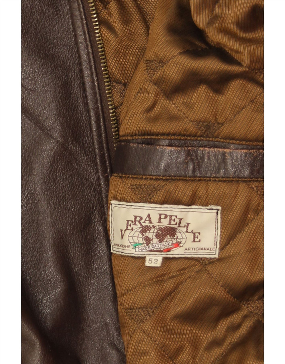 Chaqueta de cuero militar vintage para hombre IT 52 XL cuero marrón