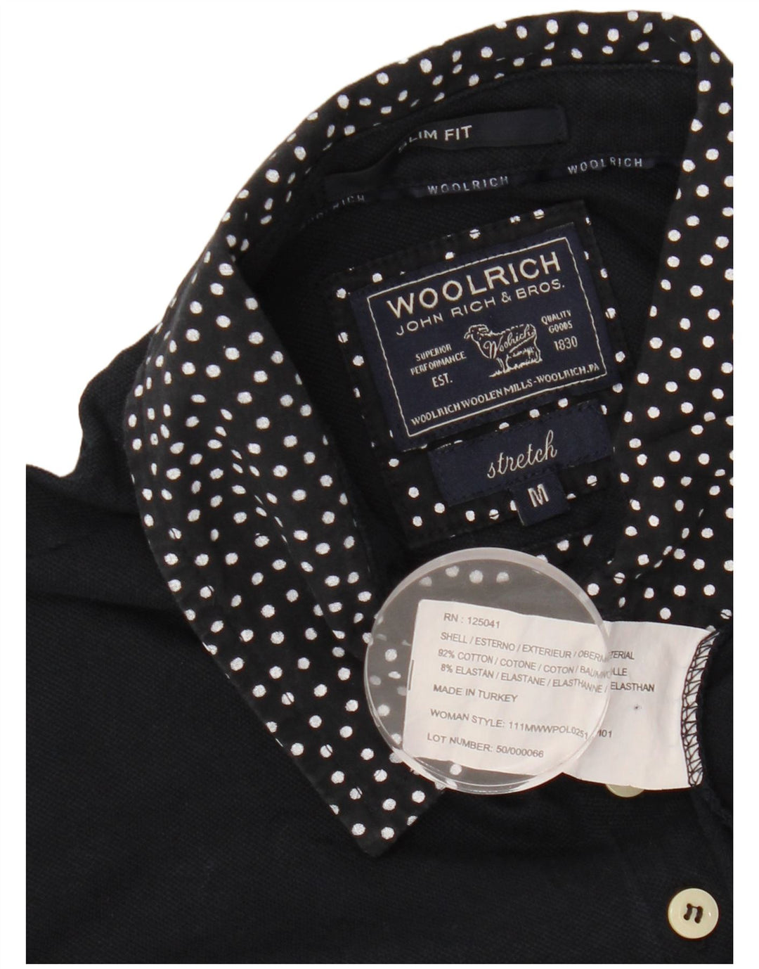 WOOLRICH Polo de corte entallado para mujer UK 40 Algodón con lunares azul marino mediano