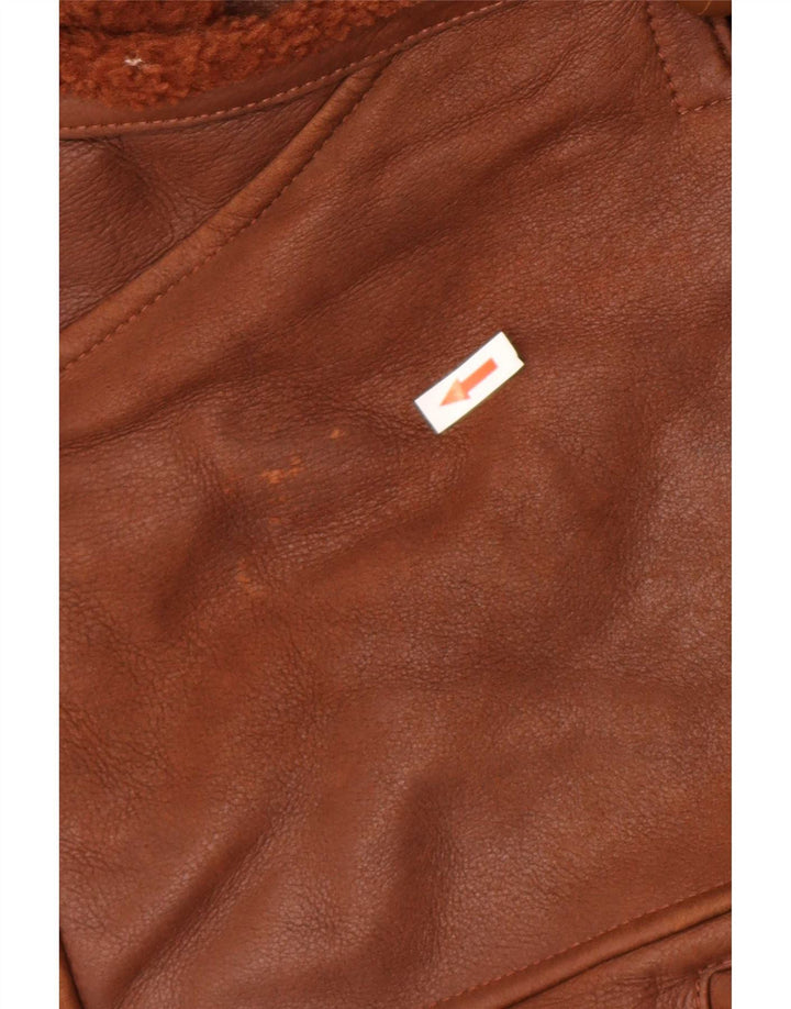 Vintage mujer chaqueta de piel de gran tamaño EU 42 marrón grande