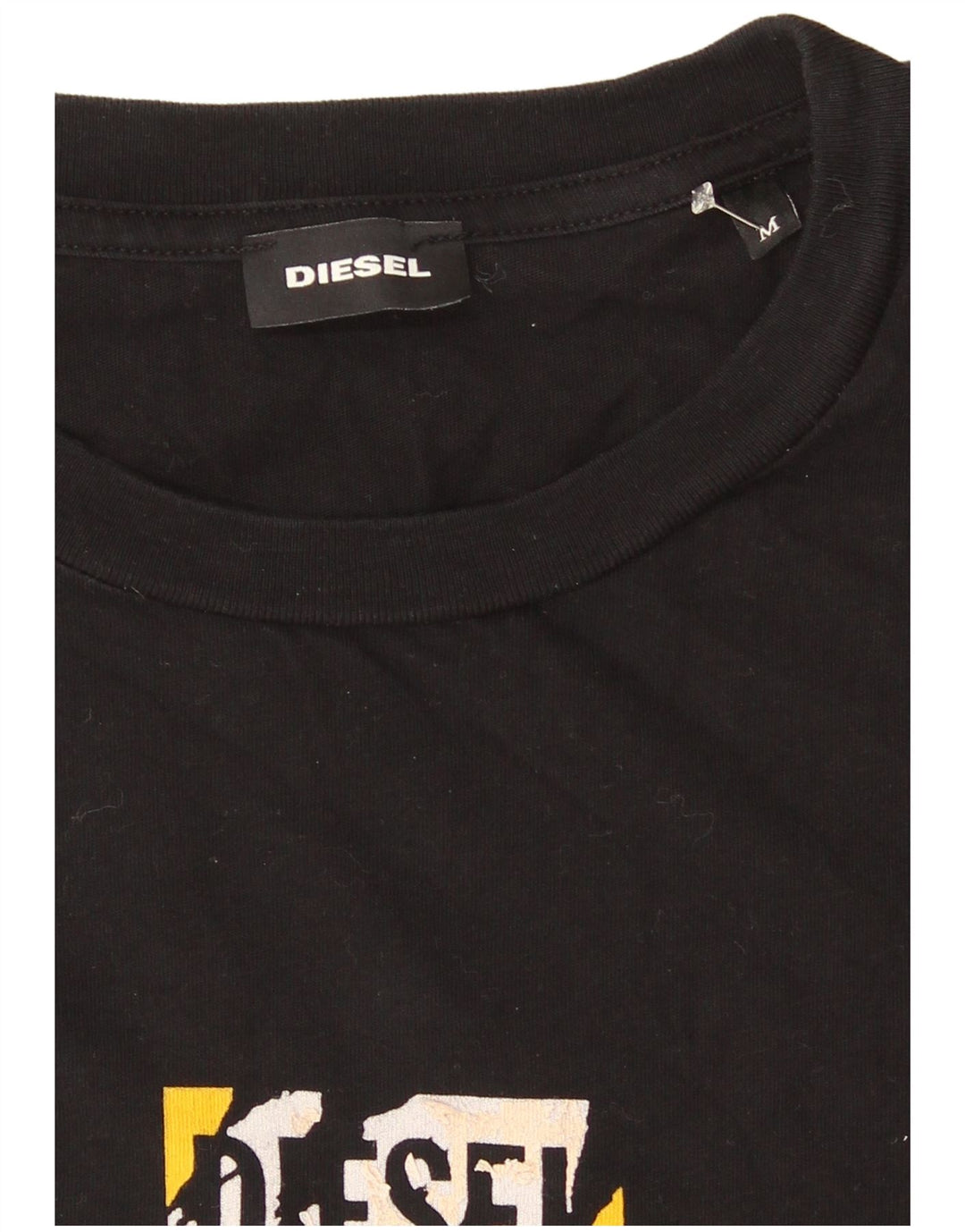 Diesel Hombre Camiseta Gráfica Top Mediano Negro