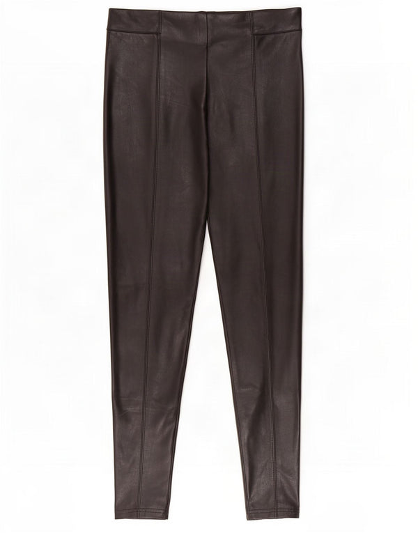 Marks & Spencer Leggings de piel sintética para mujer UK 44 Grande Poliéster negro