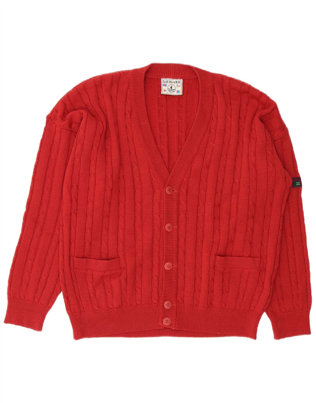 NAVIGARE Suéter tipo cárdigan para hombre grande rojo
