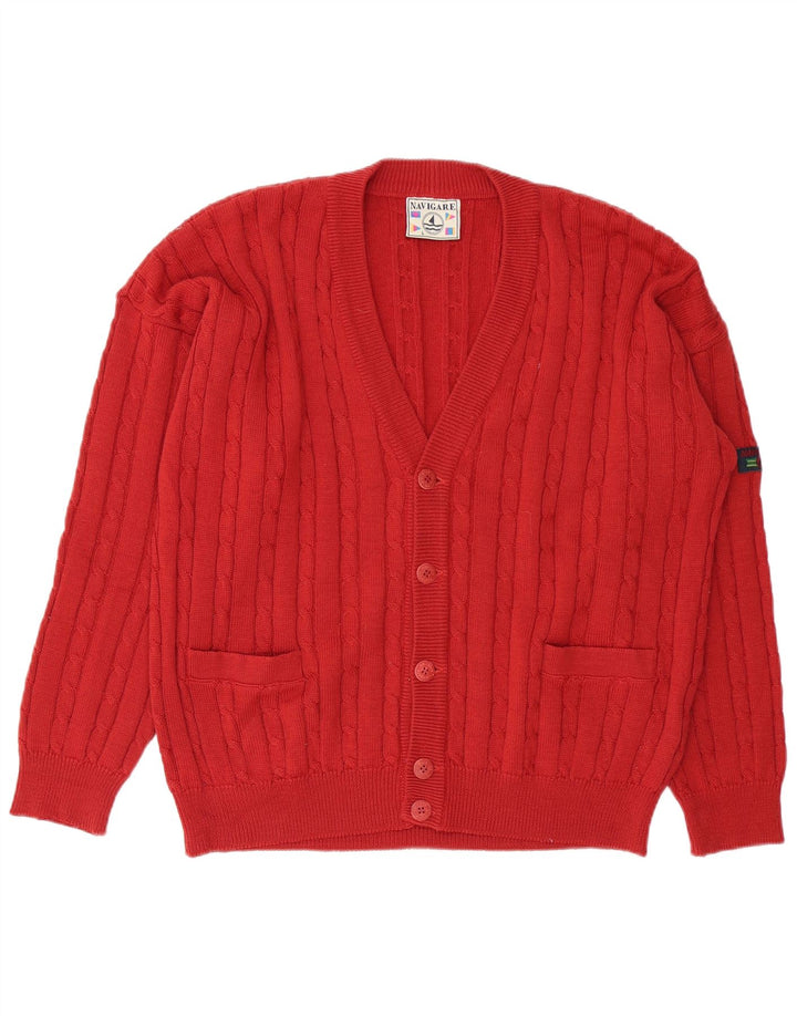 NAVIGARE Suéter tipo cárdigan para hombre grande rojo