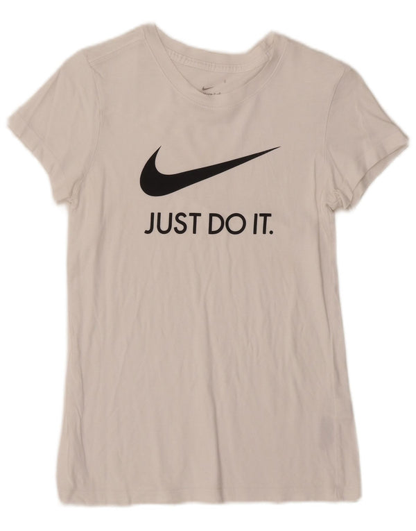 Nike Camiseta gráfica para mujer Top UK 10 Small White Cotton