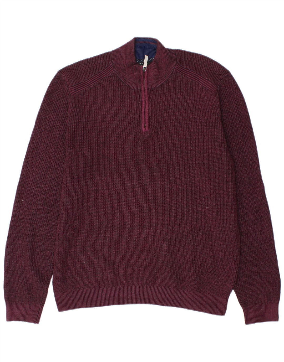 Ted Baker - Jersey para hombre con cremallera y cuello, talla 4, grande, poliéster burdeos