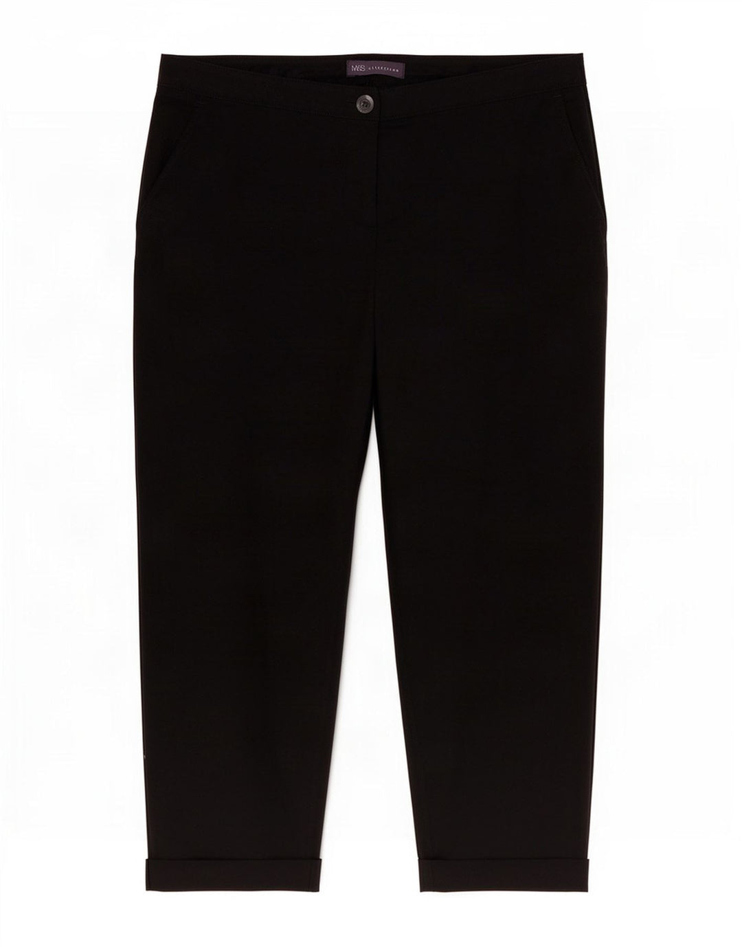 Marks & Spencer Pantalones Capri Regulares para Mujer UK 40 Large W34 L24 Negro