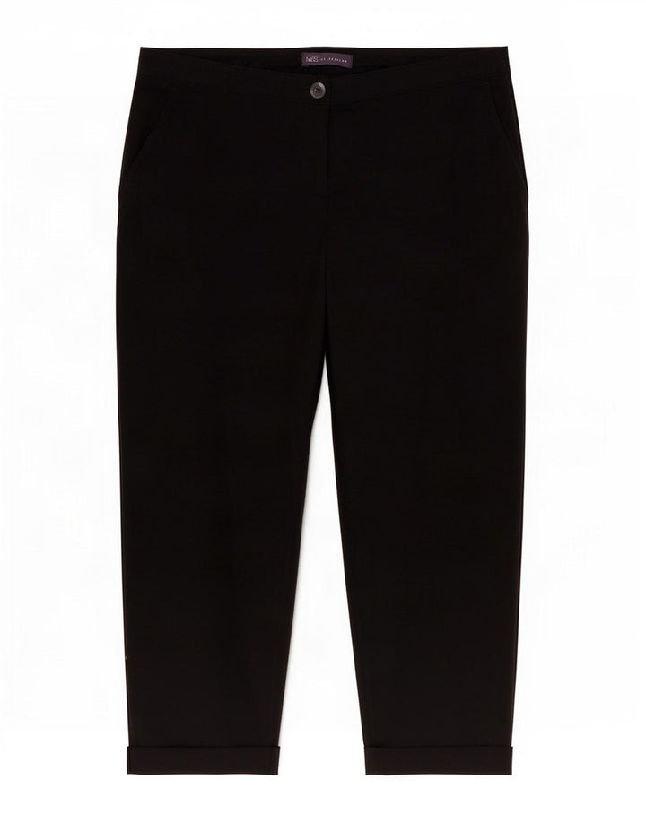 Marks & Spencer Pantalones Capri Regulares para Mujer UK 40 Large W34 L24 Negro