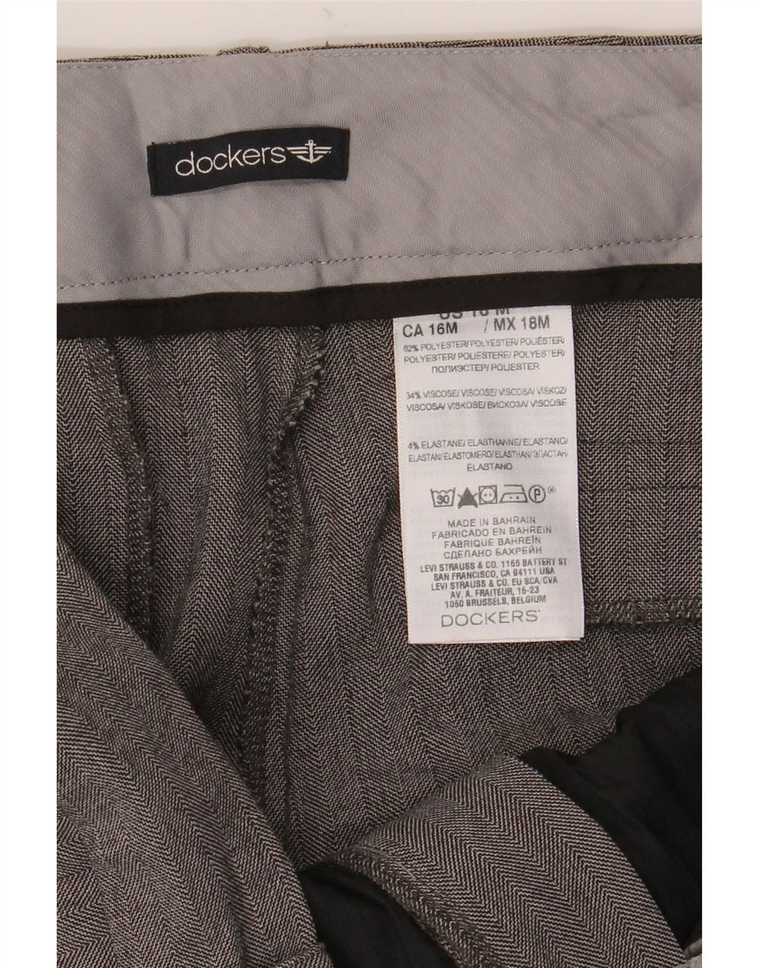 Dockers Pantalones casuales con corte de bota para mujer US 16 XL W38 L34 Gris Herringbone