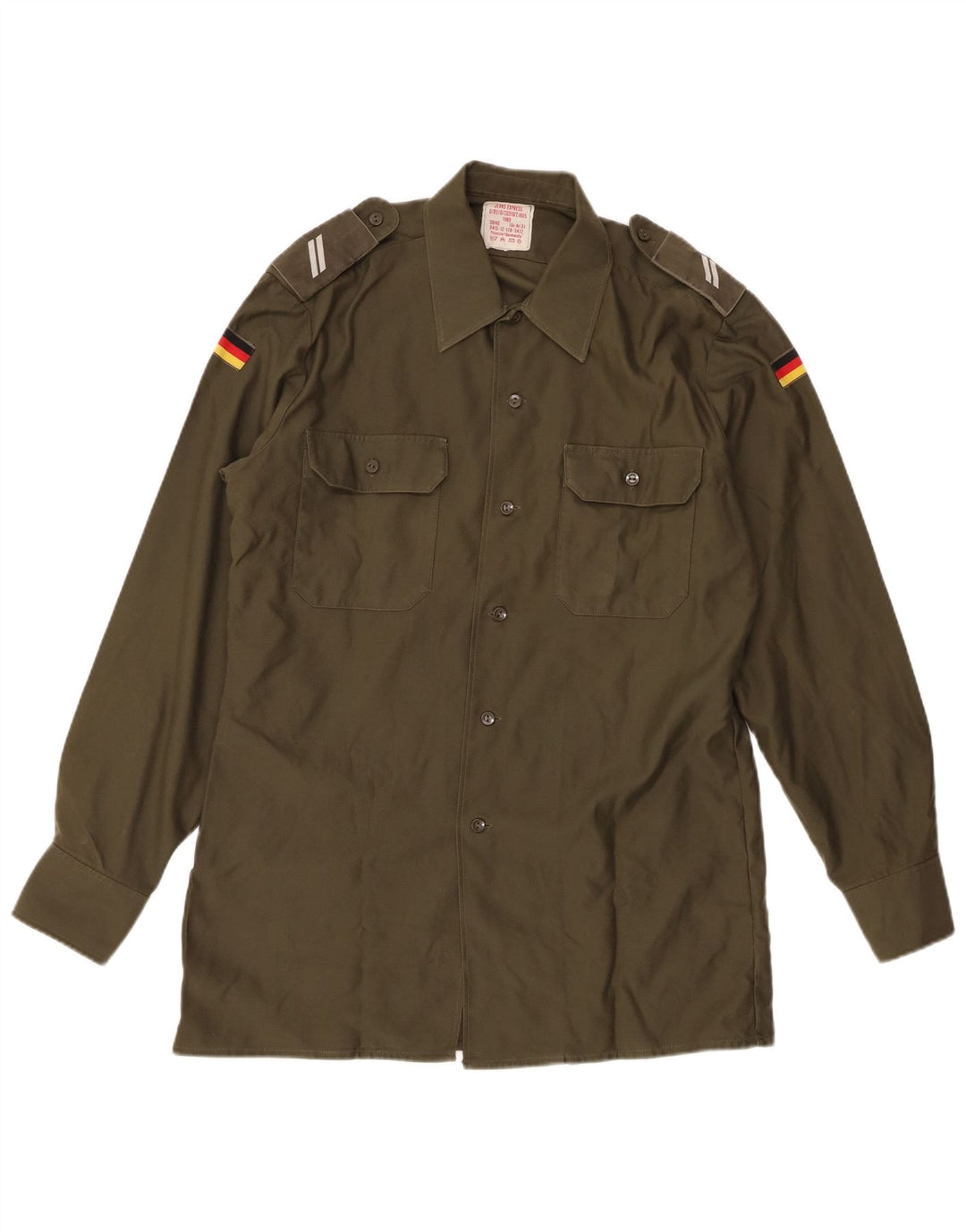 Vintage hombres sobrecamisa camisa militar tamaño 39/40 ejército caqui medio