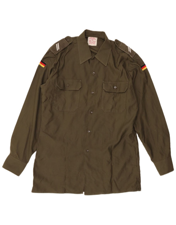 Vintage hombres sobrecamisa camisa militar tamaño 39/40 ejército caqui medio