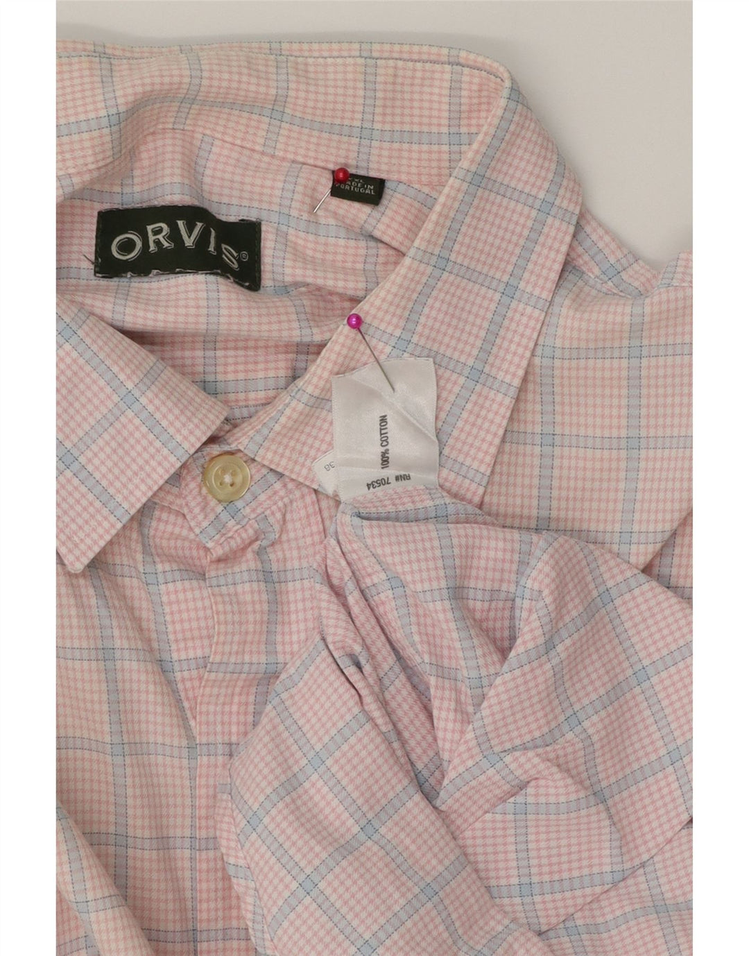 Camisa Orvis Hombre 2XL Algodón Cuadros Rosa