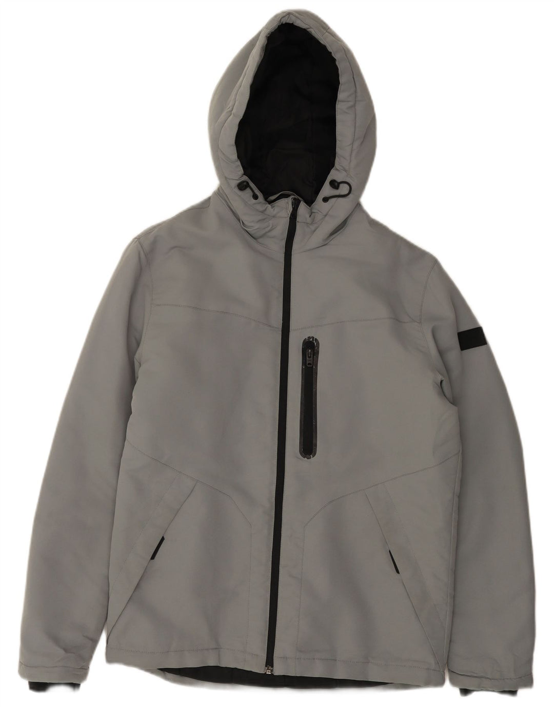 JACK & JONES Chaqueta cortavientos con capucha para hombre ES 38 Poliéster gris medio