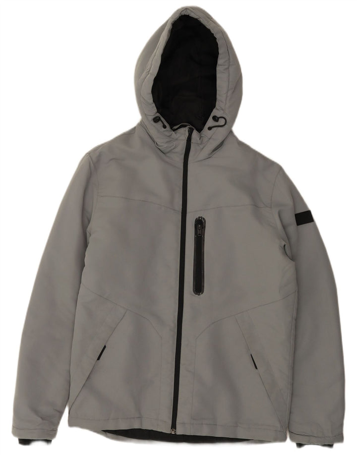 JACK & JONES Chaqueta cortavientos con capucha para hombre ES 38 Poliéster gris medio