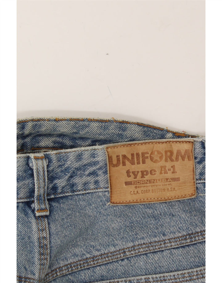 UNIFORM Womens High Waist Denim Hot Pants W28 Medium Blue Vintage Uniform and Second-Hand Uniform from Messina Hembry 