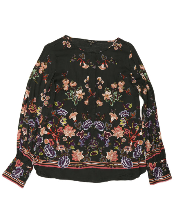 Massimo Dutti Blusa Manga Larga Mujer Top EU 40 Verde Medio Floral