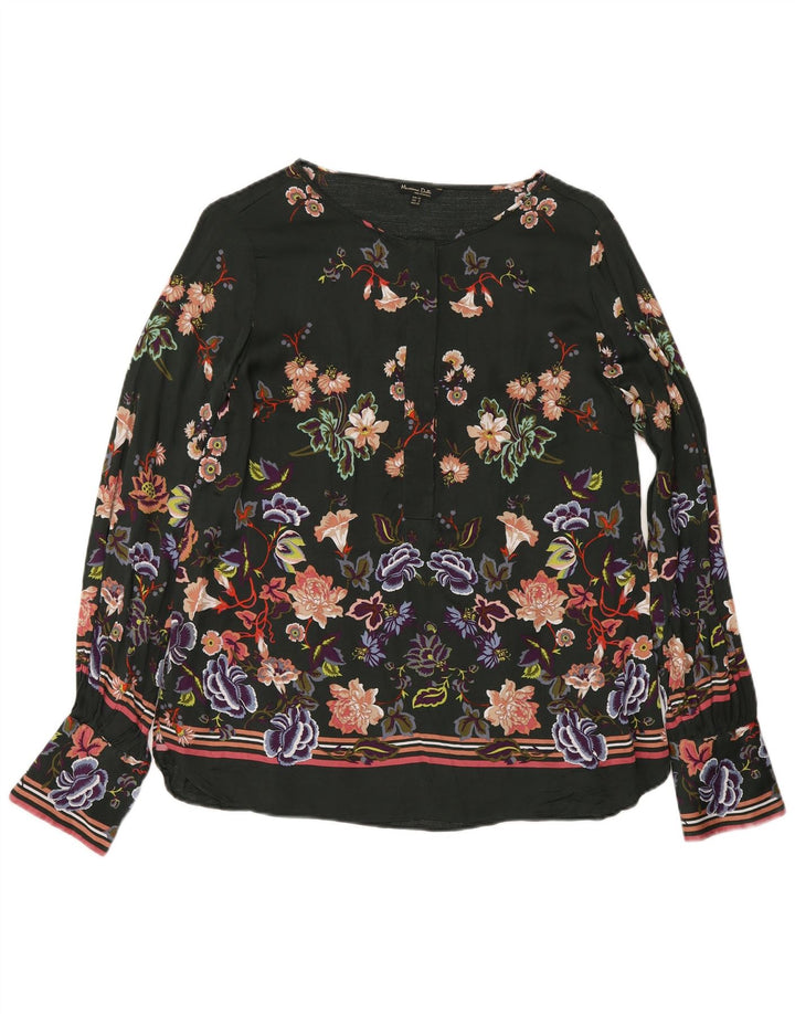 Massimo Dutti Blusa Manga Larga Mujer Top EU 40 Verde Medio Floral