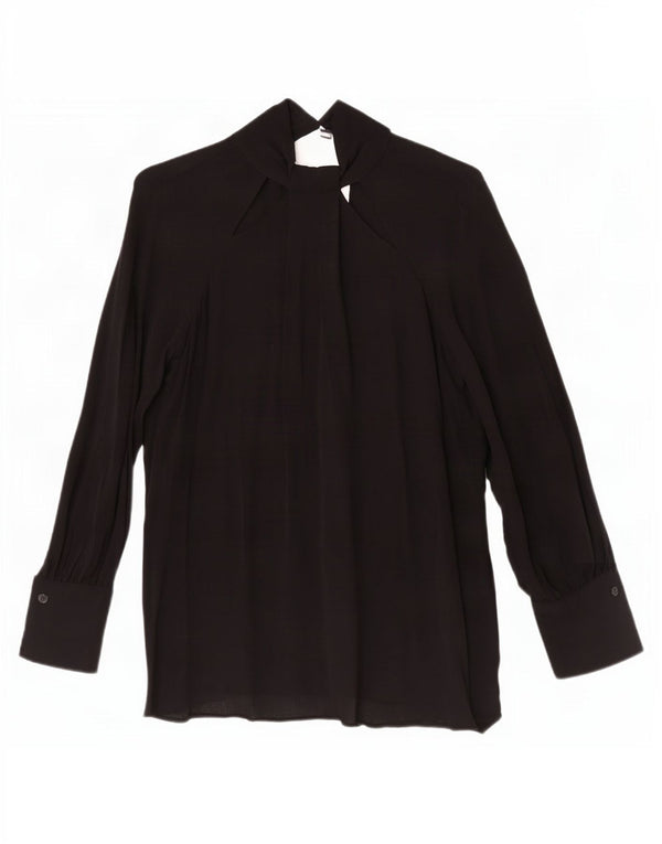 Reiss Blusa extragrande de manga larga para mujer UK 4 XS Viscosa negra