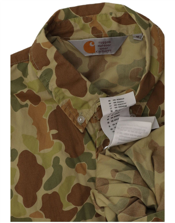 Carhartt Hombre Camisa De Manga Corta De Algodón Camuflaje Caqui Medio