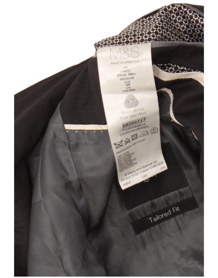 Marks & Spencer Chaqueta tipo blazer de 2 botones para hombre UK 38 Gris medio Lana virgen